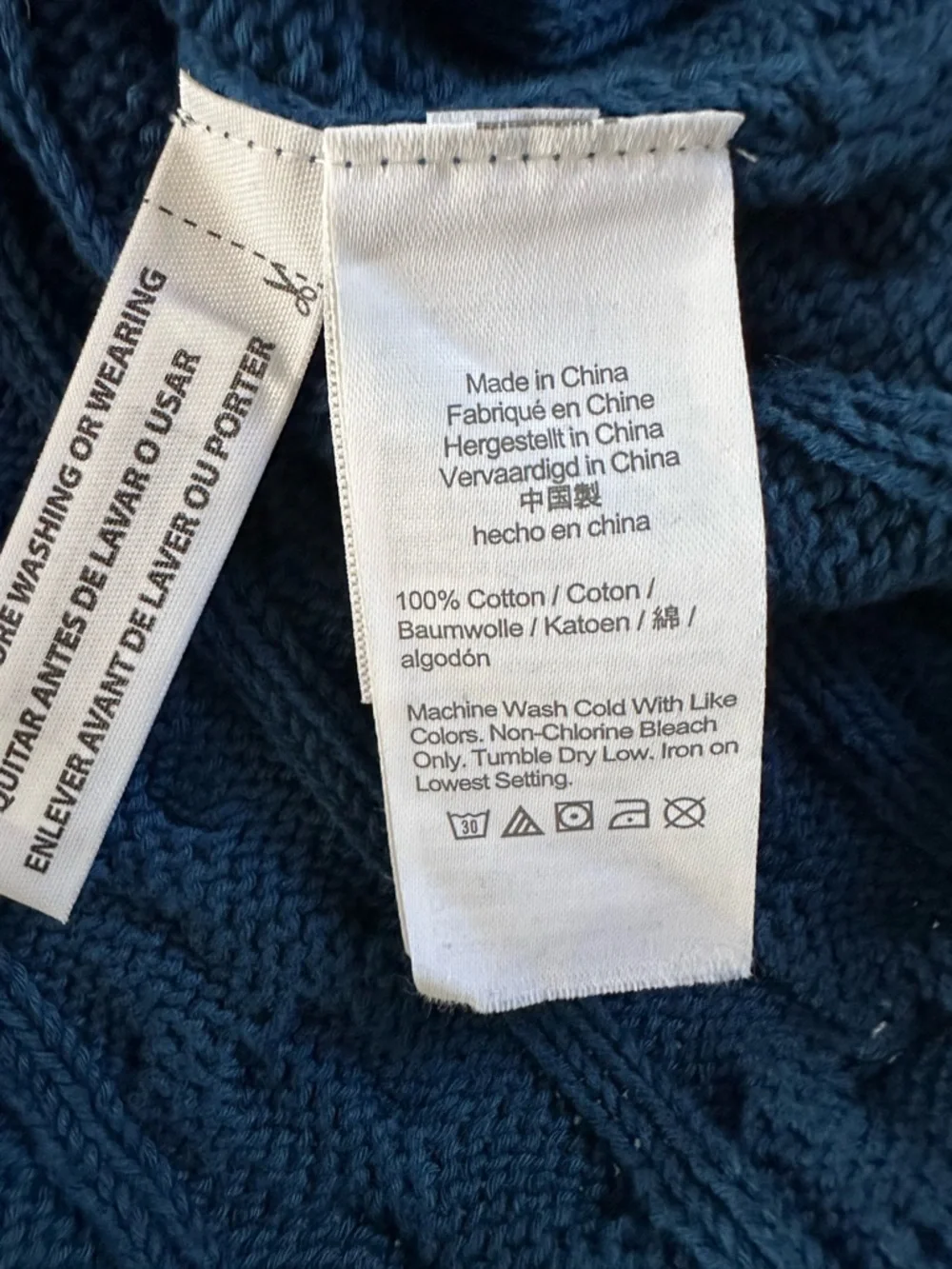 J.Crew Re-Imagined Cable Knit Sweater Blue 100% Cotton Chunky Pullover Womens